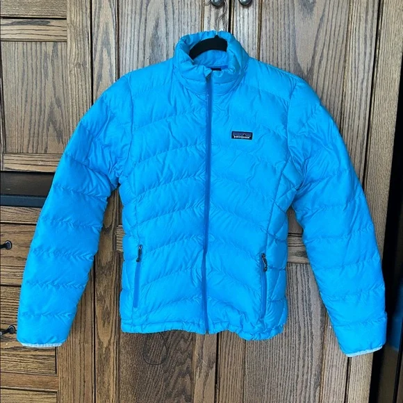 Patagonia Hi Loft Down Sweater Puffer Jacket Full Zip Blue Winter - Picture 1 of 7